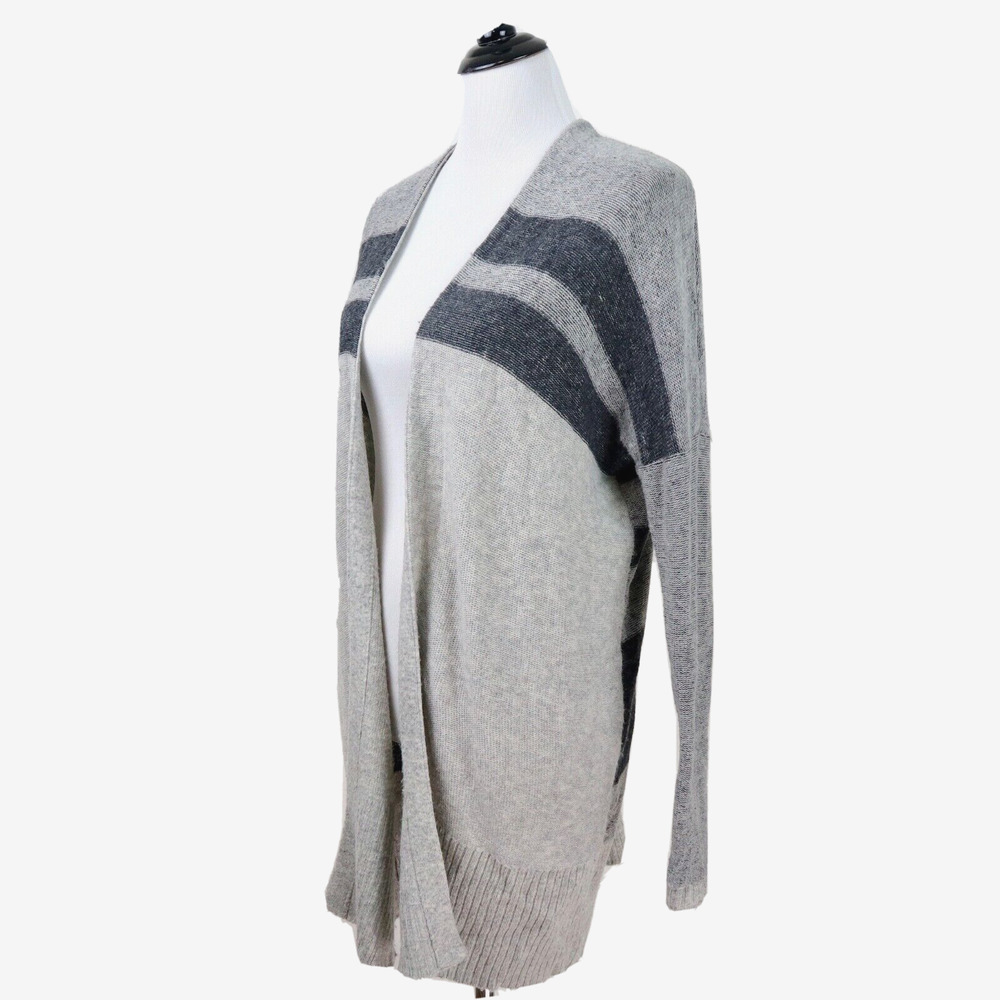Lovestitch Size S Midi Cardigan Knit Sweater Wool Blend Stripe Grey